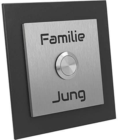 Edelstahl Türklingel Paris 009 anthrazit RAL 7016 pulverbeschichtet mit Lasergravur V2A Edelstahl LED Taster Edelstahlklingel Haustürklingel Klingelplatte Klingelschild.(ohne LED)