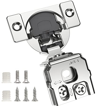 Chibery Schrankscharniere mit Absenkautomatik, 3.8 cm, verdecktes Scharnier, für Küchenschrank-Scharniere, satiniertes Nickel, 3-fache Verstellbarkeit und einfache Installation, 10 Stück