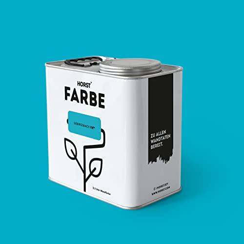 HORST Wandfarbe Gebirgsbach 2,5L - Hochwertige Innen-Farbe - Hohe Deckkraft & Schnelltrocknend - Geruchsneutral - Spritz- & Tropffrei - 100% Natürlich - Blau