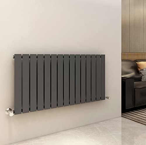 Radiator Horizontal Vertical Designer Flat Panel Central Heating Radiator 600mm Height (600x1020mm Single, Anthracite)