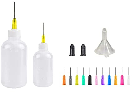 Juego de botellas aplicadoras de dispensadores, botellas dispensadoras de 30/50 ml con embudo y agujas dispensadoras para bricolaje Quilling, pintura acrílica, botella engrasadora, manualidades