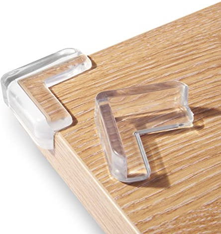 Haus Projekt Protección Adhesiva para Esquinas. Esquinas de Muebles o mesas, Superficies de Cristal, Madera, mármol. Seguridad para bebés, Protectores de Impacto para niños. Transparentes, Pack de 12