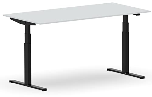 VERSEE Höhenverstellbarer Schreibtisch Elektrisch 160 x 100 cm - VES1 - Für Büro - Gestell Schwarz/Platte Lichtgrau