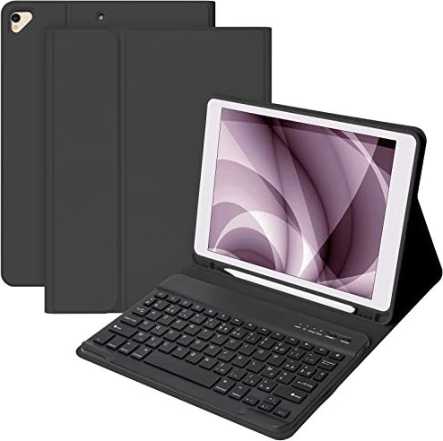CC Store Clavier pour iPad 10.2 9th 2021/8th 2020/10.2 7th 2019/10.5/Air 3, Coque Clavier Wireless Bluetooth Français pour iPad Pro 10.5 Housse avec Stylet-Fente,Étui Clavier Amovible