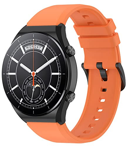 Hiseus Armband Kompatibel mit Xiaomi Watch S1 / S1 Active / Mi Watch - Verstellbares Unisex Ersatzarmband aus Weichem Silikon (Orange)