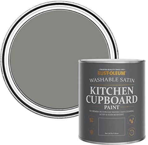Rust-Oleum Grey Scrubbable Kitchen Cupboard Paint in Satin Finish - Art School 750ml