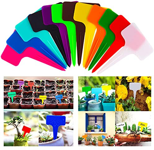 Etichette di plastica per piante, 120 Pezzi etichette impermeabili per piante da giardino, Marcatori di Piante in Plastica Tipo T, etichette riutilizzabili per fiori e piante, ortaggi, frutta,
