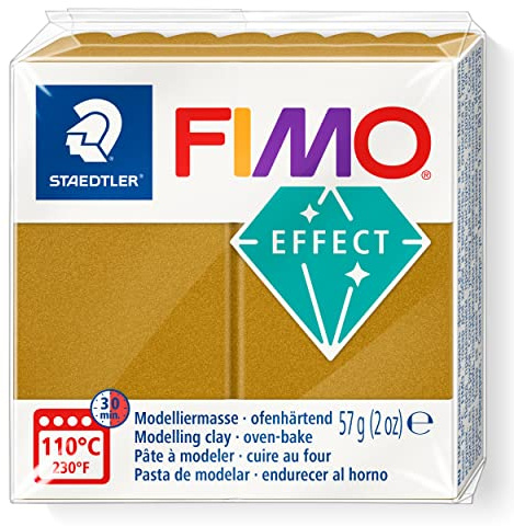 STAEDTLER 8010-11 FIMO Effect Oven-Hardening Polymer Modelling Clay - Metallic Gold (57g)