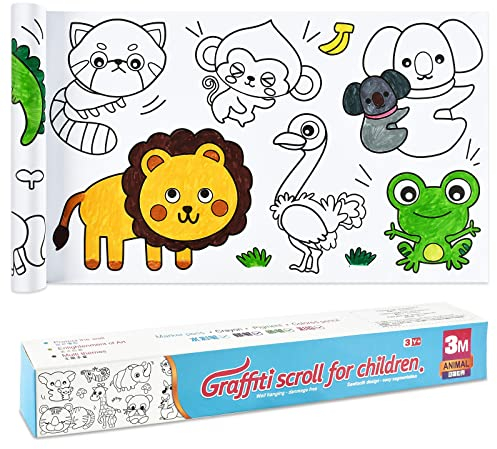 EKKONG Rollo de papel para colorear para niños, Pergamino de dibujo recortable para niños, Rodillo de pintura para niños, Pintura de rollo de papel para niños, Rollo de dibujo para niños