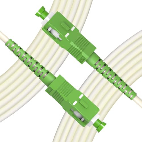 EMSECKO Fibra óptica Cable SC/APC a SC/APC, 9/125μm LSZH monomodo simplex 3.0mm FTTH Cable, Compatible con Orange, Movistar, Vodafone, Jazztel