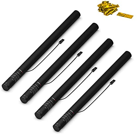 Packung mit 4 elektrischen Konfetti-Kanonen, goldfarben, 80 cm, Aktivierung mit Konfettiwerfen, 14 m Reichweite, elektrische Kanone für Partys und Veranstaltungen SPARKLERS CLUB