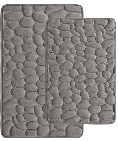 jianyana Memory Foam Badteppich 2-Teiliges Set Upgrade rutschfeste Badezimmermatten 40x60cm+50x80cm, Maschinenwaschbar Superweicher Badteppich Set