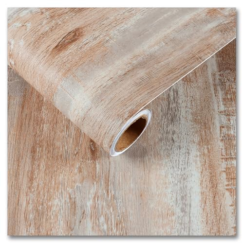 CRE8TIVE Papel Pintado Madera Marrón Gris Vinilo Adhesivo Muebles 30cm x 200cm Vinilo Encimera Cocina Vinilos para Puertas de Madera Papel Pintado Autoadhesivo Papel Pintado Pared Dormitorio Baño