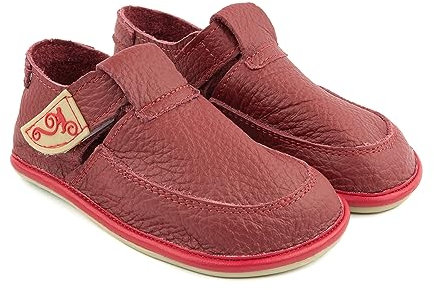 Magical Shoes Lauflernschuhe Mädchen Kinder, weiche Kinderschuhe, Barfußschuhe, rutschfeste Krabbelschuhe Baby, Hausschuhe Leder, Gr. 22, Rot, Lulu
