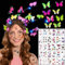 Shinybox Papillons Serre-tête à Cheveux Lumineux, Serre-tête Papillon avec 8pcs Barrette Papillon et 30 Tatouage Papillon, Serre-tête Papillon Décoratif pour Carnaval, Fête, Halloween