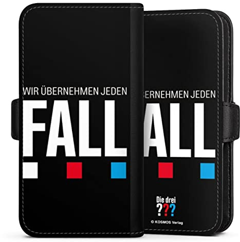 Flip Case kompatibel mit Samsung Galaxy S23 Handyhülle aus Kunst Leder schwarz Klapphülle Die DREI ??? Statement Die DREI Fragezeichen