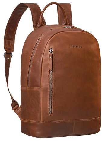 STILORD 'Titus' Hochwertiger Laptoprucksack 15,6 Zoll Damen und Herren Echtleder Arbeitsrucksack Vintage Businessrucksack Leder Cityrucksack, Farbe:sila - braun