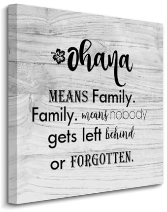 Ohana Means Familienzitat auf Leinwand, zum Aufhängen, Wandkunst-Poster mit motivierendem Zitat, Gemälde, Bauernhaus, Heimdekoration, Wanddekoration für Schlafzimmer, Badezimmer, Hochzeitsgeschenk,