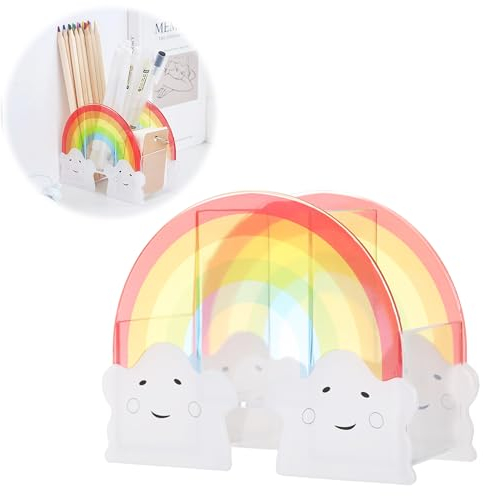 worahroe Organisateur de bureau pour enfants - En acrylique - Porte-crayons - Arc-en-ciel - Pot à crayons - Organiseur de table multifonction - Convient pour la boîte à crayons pour enfants