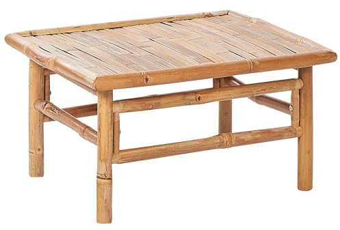 Table Basse Moderne en Bambou 64 x 55 cm Mobilier de Jardin Extérieur Bois Clair Cerreto