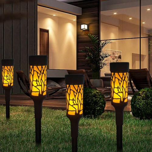 Solar Lights Outdoor,Solar Powered Garden Lights,Solar Torch Lights Outdoor Flickering Flame,Garden Lights Solar Powered Waterproof,Solar Landscape Lights for Pathway Patio Lawn Garden Decor(black)