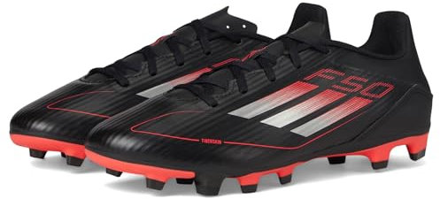 adidas Unisex Adulto F50 Club Firm Multi Ground Zapato de fútbol, Negro Hierro Metálico Rojo Brillante, 42 2/3 EU