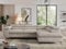 MKS MEBLE Sofa L, Wohnlandschaft L-Form mit Schlaffunktion und Bettkasten, Schlafsofa mit Bettkasten, Ecksofa, Sofa mit Einstellbare Kopfstützen, Pedro L - Beige Struktur - Rechts