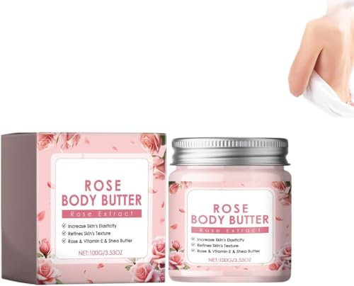 Rose Body Moisturizing Cream, Rose Body Butter with Natural Rose Oil, Nourishing & Moisturizing, Rose Body Lotion, Hydrating Skin Care, 100g (1)