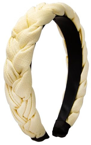 Alpenflüstern Trachten-Flecht-Haarreif Leinen-Optik - Damen Haarschmuck rutschfest, Haarband geflochten fürs Dirndl (in traditionellen Farben) ADV141 ((gelb))