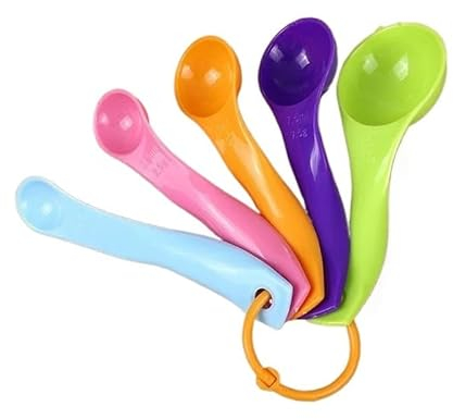 5 pezzi/set cucchiai dosatori in plastica 1/2,5/5/7,5/15 ml misura grammi tazze polvere spezie misurino cucina(Colorful)