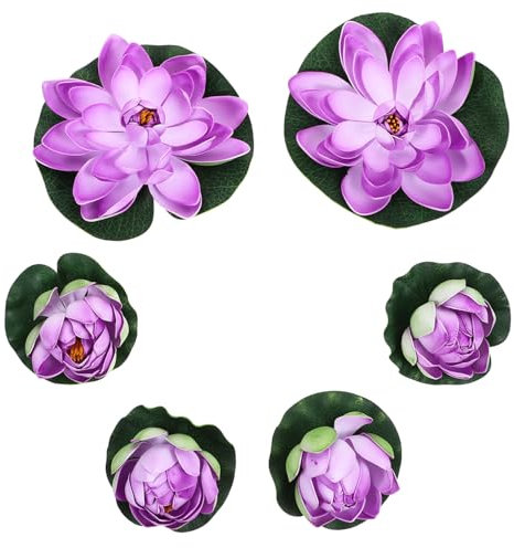 MUSISALY 12 STK künstliche Seerosen Lilie Brunnen schwimmender Teich Lotusblumenteichdekor kunststoffpflanze wasserpflanzen kunstpflanze Teichdeko Seerose Künstliche Teichpflanzen Violett