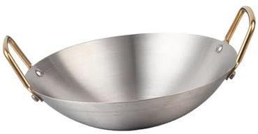 Colcolo Padella per Saltare in Padella in Acciaio Inox con Fondo Tondo e Doppi Manici per friggere in profondità Carne, friggere e cuocere a Vapore, 26 Cm