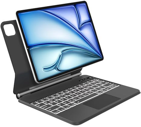 WINCHKING iPad Air 11 M2 2024 Funda con Teclado Español para iPad Pro de 11 Pulgadas 4./3./2./1. Teclado Letra Ñ con trackpad Iluminado Diseño Flotante magnético Gris
