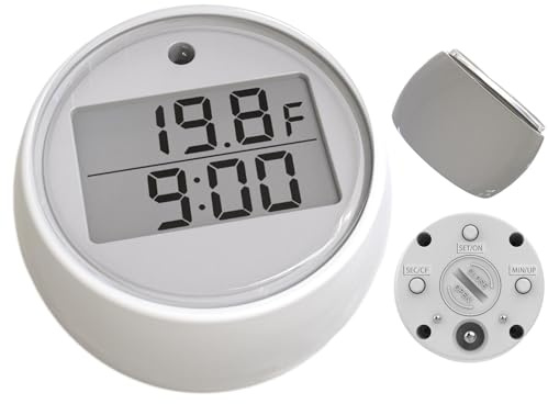 Wassertemperaturanzeige für Eisbad, Wasserthermometer-Timer Für Eisbad, Digitales Eisbad-Temperatur-Thermometer, Kleines Eisbad-Temperaturmessgerät mit Timer für Badewanne, Schwimmbad, Weiß