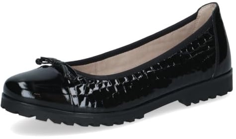 Caprice Damen Ballerinas aus Leder mit Schleife, Schwarz (Black Croco), 36 EU