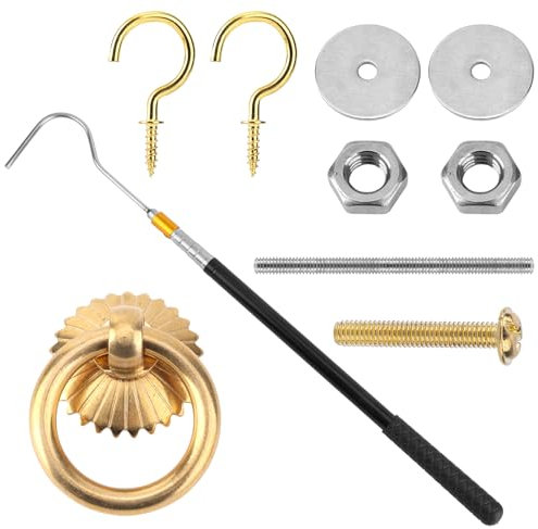 Ladder Pull Down System Kit, Practical Loft Attic Ladder Pull Down System Kit with Up to 64in Retractable Tie Rod with Hook M4 Screw Screw Nut Attic Ladder Tools and Accessories