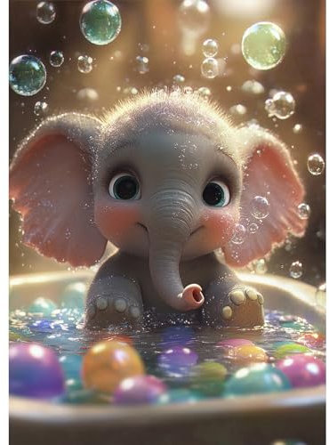 DOMROM Éléphant Diamond Painting Kit Adulte, Animal 5D Diamant Painting Complet Ronde Diamond Peinture Art Images, DIY Strass Point de Croix Peinture Débutant pour Murale Maison Décoration 30x40cm