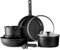 CAROTE Juego de Cocina 11 Piezas con Asas Extraíbles – Sartenes y Ollas Antiadherentes para Inducción, Apto para Horno y Lavavajillas, Sin PFOA/PTFE, Negro