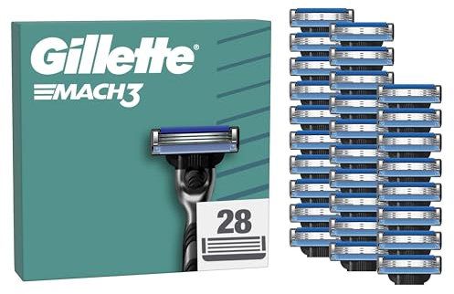 Gillette Mach3 Rasierklingen für Männer, 28 Original Gillette Ersatzklingen, Klingen für Herren mit Gleitstreifen für ein sanftes Gleiten und Klingenbeschichtung