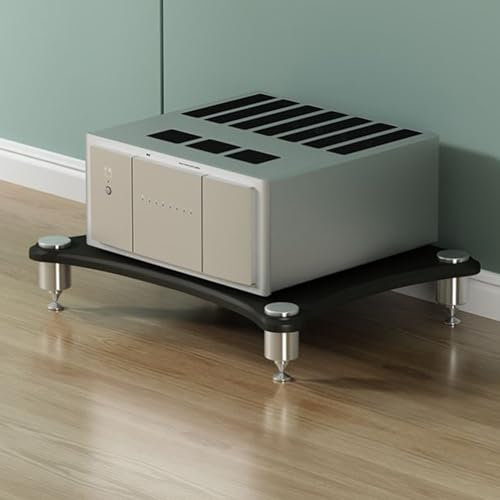 CUXAHO Mobile HiFi Mobile Giradischi Rack HiFi Angolare, Scaffale Portaoggetti,Alto Moderno Mobili per Hi Fi Vinili Stereo AV Media(Black,1 Tier)