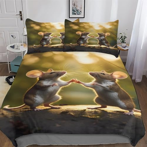 GGJJTT Maus Bettwäsche Atmungsaktive Angenehme Bettbezüge Mit Reißverschluss Bettdeckenbezug 2teilig Bettbezug + Kissenbezug Single135x200cm