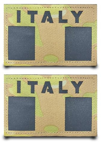 2 toppe riflettenti con bandiera dell'Italia, colore verde militare, in nylon, ricamate, divertenti, tattiche, militari, per zaini, gilet, vestiti, cappelli, giacche, jeans