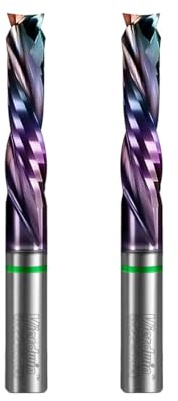 HARDWIN 2-Flöten Spiral-Fräser 6mm Schaft×6mm Schneide×22mm CEL Karbid Kompressions-Holzfräser 2 Stück