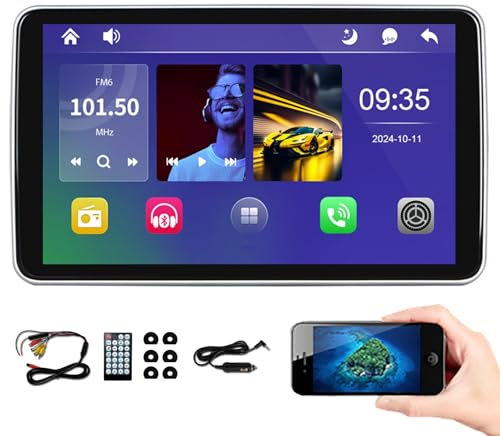 Generico 10,1'' Monitor Poggiatesta per Auto, Supporto CarPlay/Android Auto Wireless, Monitor Poggiatesta per TV da Auto per Sedili Posteriori, Lettore Multimediale MP5, Lettore Video per Auto(1PCS)