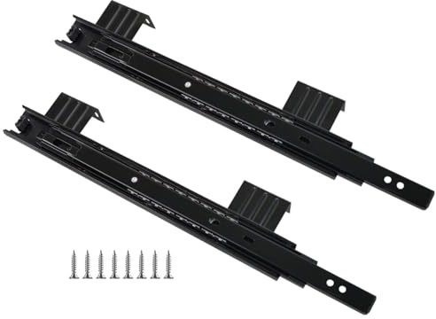 PXDOHQAW Vollauszug-Kugellager-Schienen, Tastaturablage-Schienen, Unter Dem Schreibtisch, Computer-Tastatur-Ablage-Schiene, 3-Teilischiene, Schubladen-Reparatursatz/Black/290Mm/12Inch