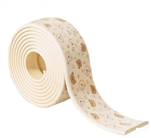 LIANTIAN Selbstklebende Gummistreifen, Schutzgitter für Babybetten, beschädigt Keine Möbel, absorbiert Stöße effektiv, geeignet für Privathaushalte(beige,200 * 8 * 0.8)
