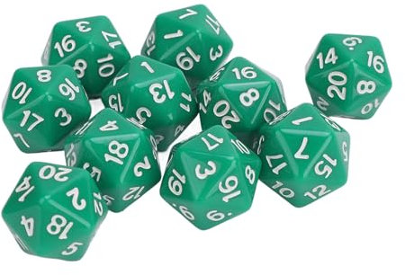Set di dadi poliedrici set di plastica a 20 da facciano gioco di ruolo da tavolo portatile amichevole (Verde)