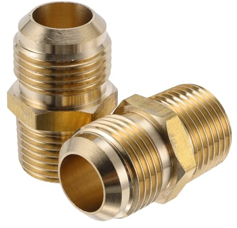 Hihaha 2 Stück Messing Rohrverbinder Für Klimaanlage 5/8SAE x 1/2NPT Überwurfmutter Adapter Messing Rohrverlängerungsverbinder