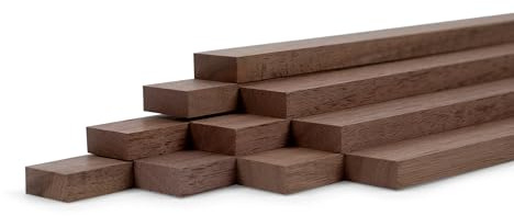 Woodsellers® 10er‑Set Holzleisten Nussbaum gehobelt 500 × 25 × 8 mm – Massivholzleisten naturbelassen & verleimfertig – für Möbelbau & Innenausbau