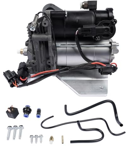 Mazonda LR015303 LR010376 AMK Version Air Suspension Compressor Pump Replacement for 2005-2009 LR3, 2010-2014 LR4, Ran-ge Ro-ver Sport 2006-2013 (Updated AMK)
